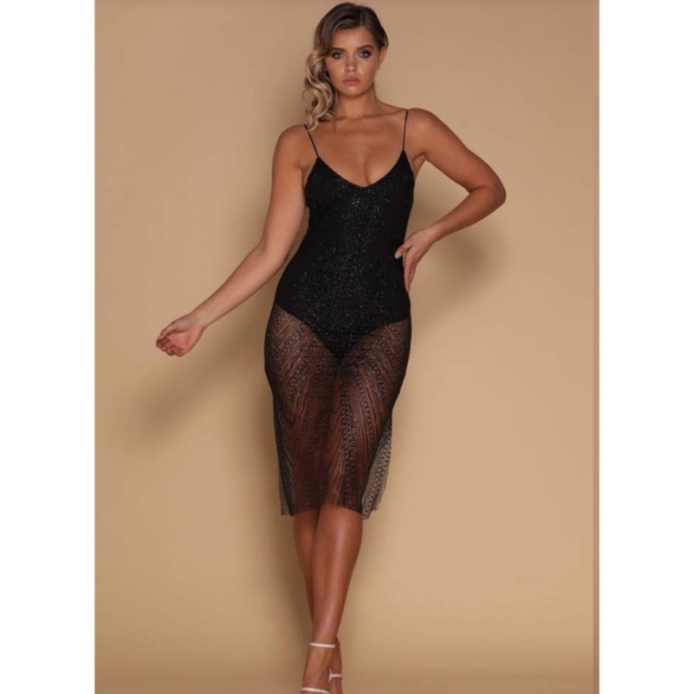 Meshki bBlack Jeweled Dress